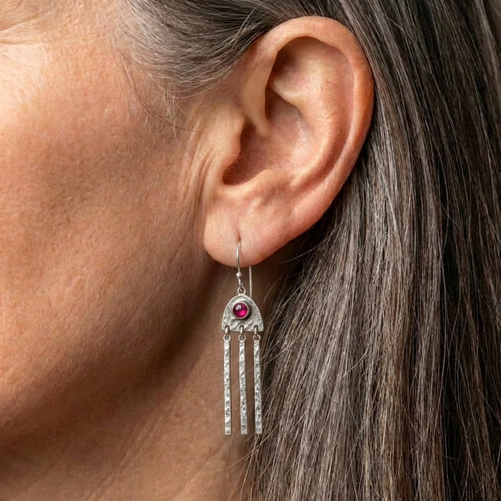 Vintage Ruby Tassel Earrings