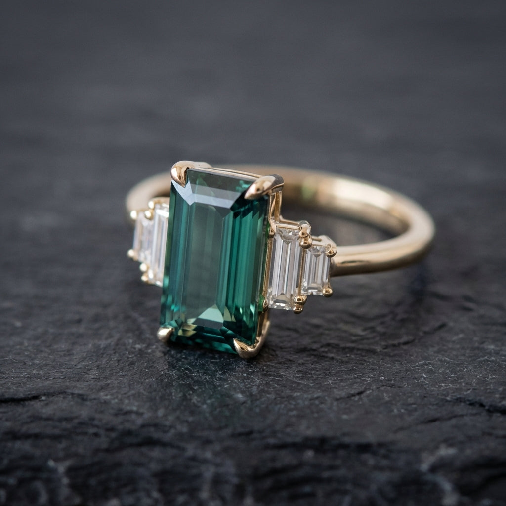 Vintage Turquoise Cubic Glass Ring