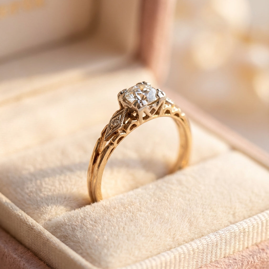 Vintage Zirconia Fine Gold Ring