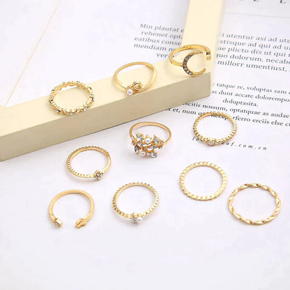 Silver & Gold Ring Stack — Set of 10