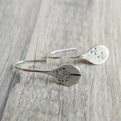 Silver Dandelion Leaf Earrings