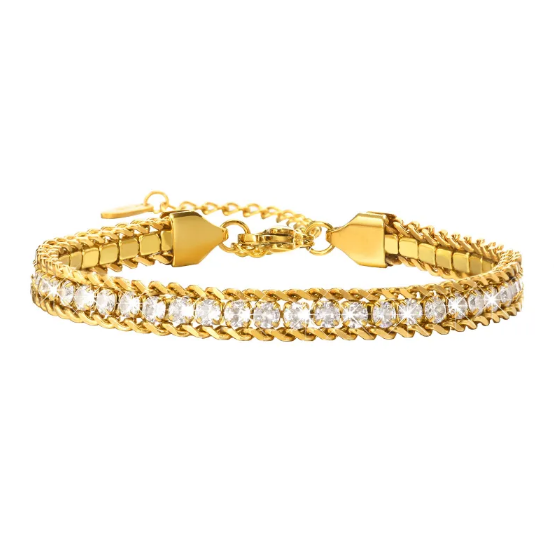 Stainless Steel Zircon Chain Bracelet