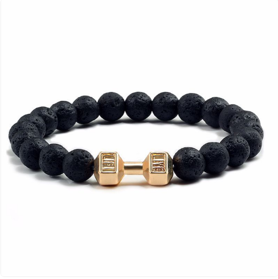 Volcanic Rock Golden Dumbbell